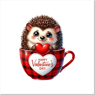 Valentine Hedgehog In Tea Cup Posters and Art